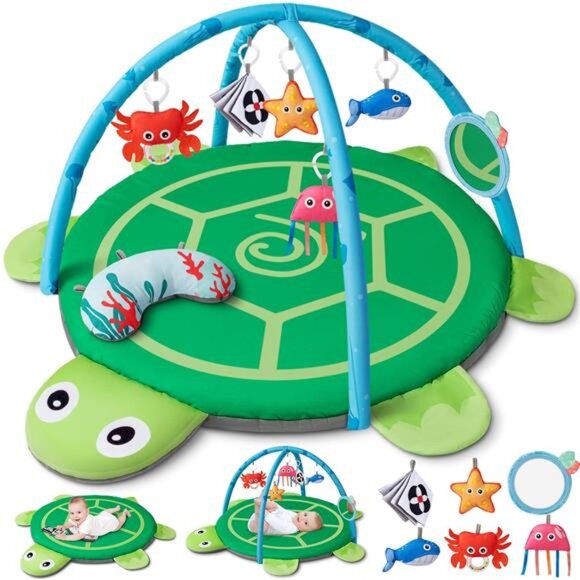 8-in-1 Tummy Time Baby Gym Activity Mat for Sensory Motor Development